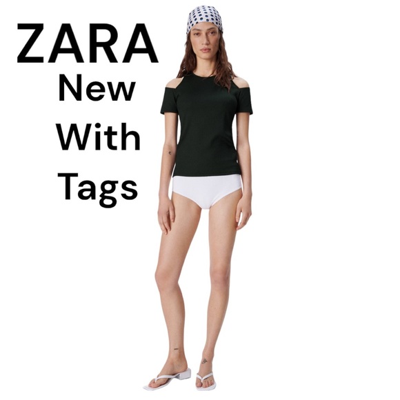 Zara Cut out shoulder short sleeves Black cold shoulder small - Picture 11 of 11